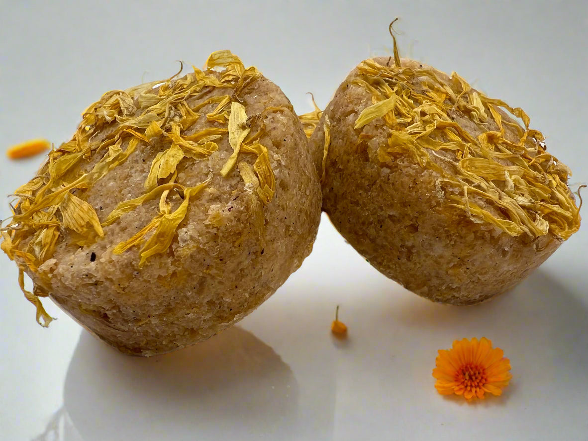 Exfoliating Salt Scrub Puck, calendula, coconut oil, & shea butter