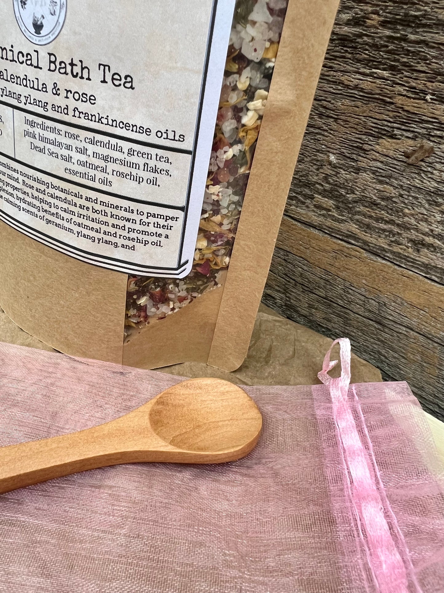 Botanical Bath Tea - Calendula Rose (includes brew bag and wood scoop)