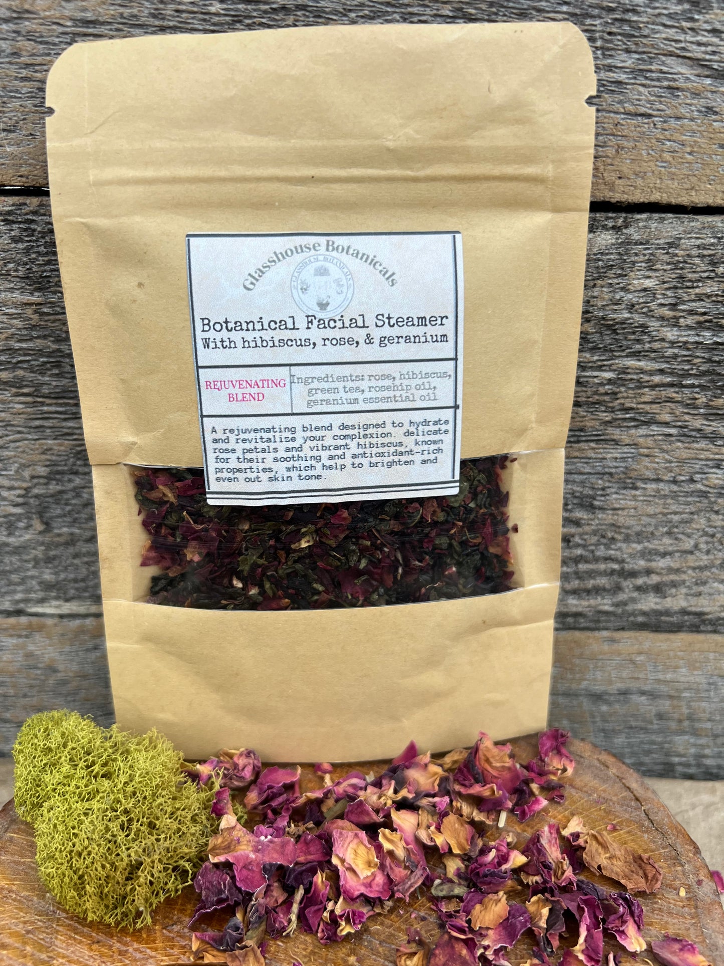 Botanical Facial Steamer, REJUVENATE BLEND with hibiscus and rose petals