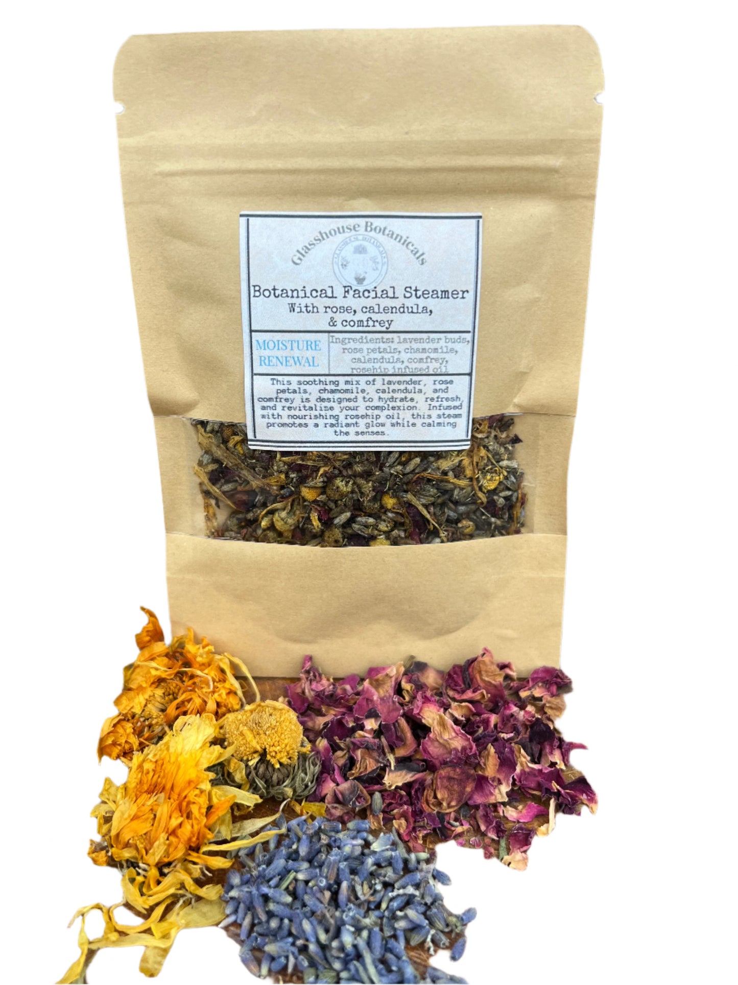 Botanical Facial Steamer - MOISTURIZING BLEND, with lavender, rose, chamomile, & calendula