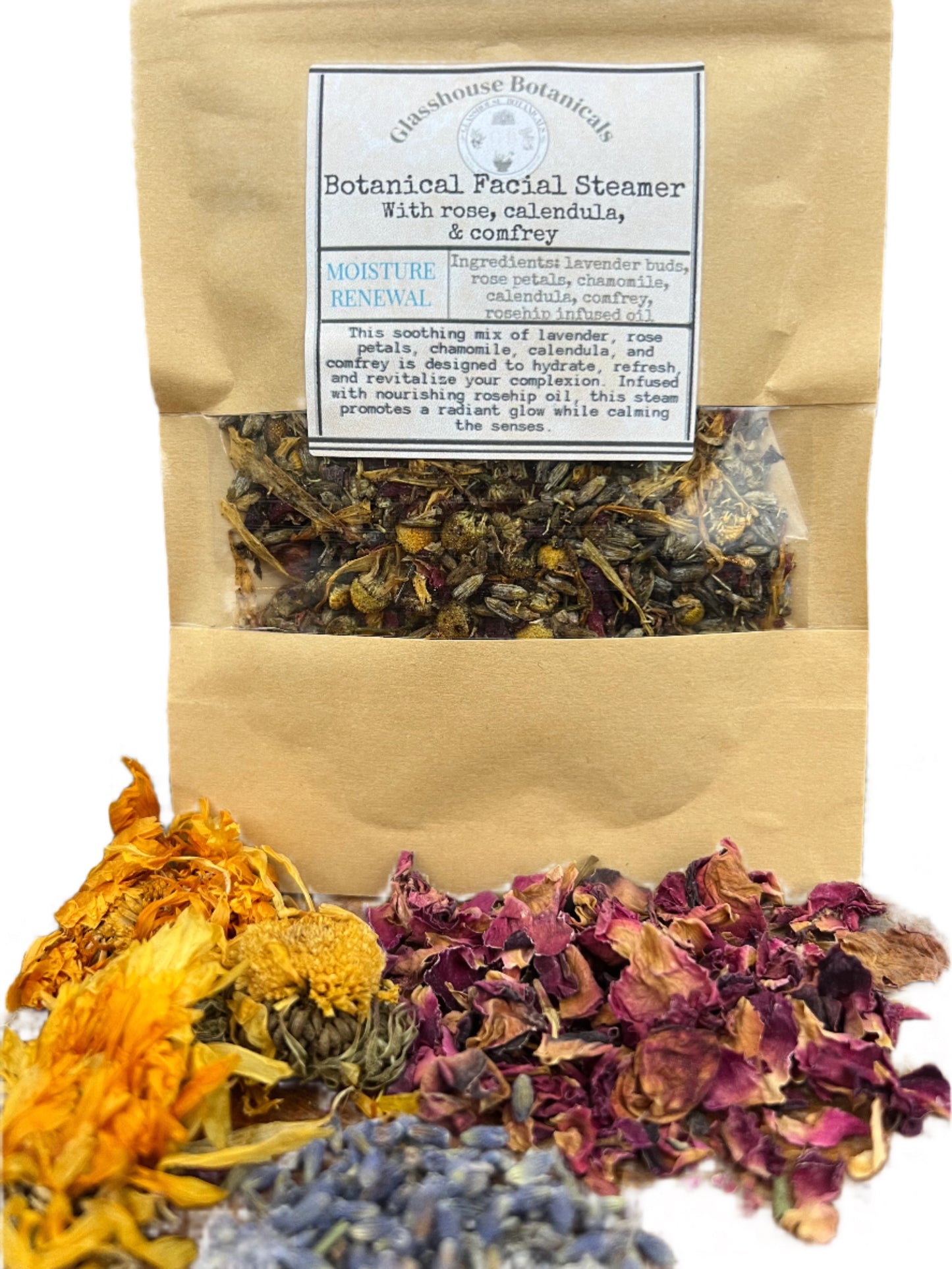 Botanical Facial Steamer - MOISTURIZING BLEND, with lavender, rose, chamomile, & calendula