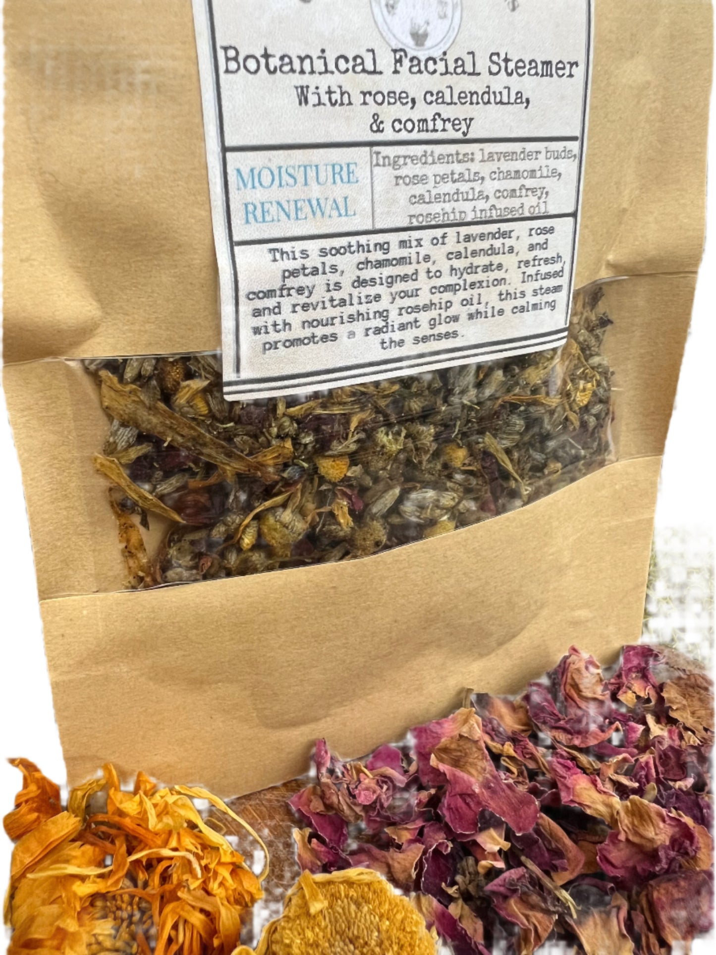 Botanical Facial Steamer - MOISTURIZING BLEND, with lavender, rose, chamomile, & calendula