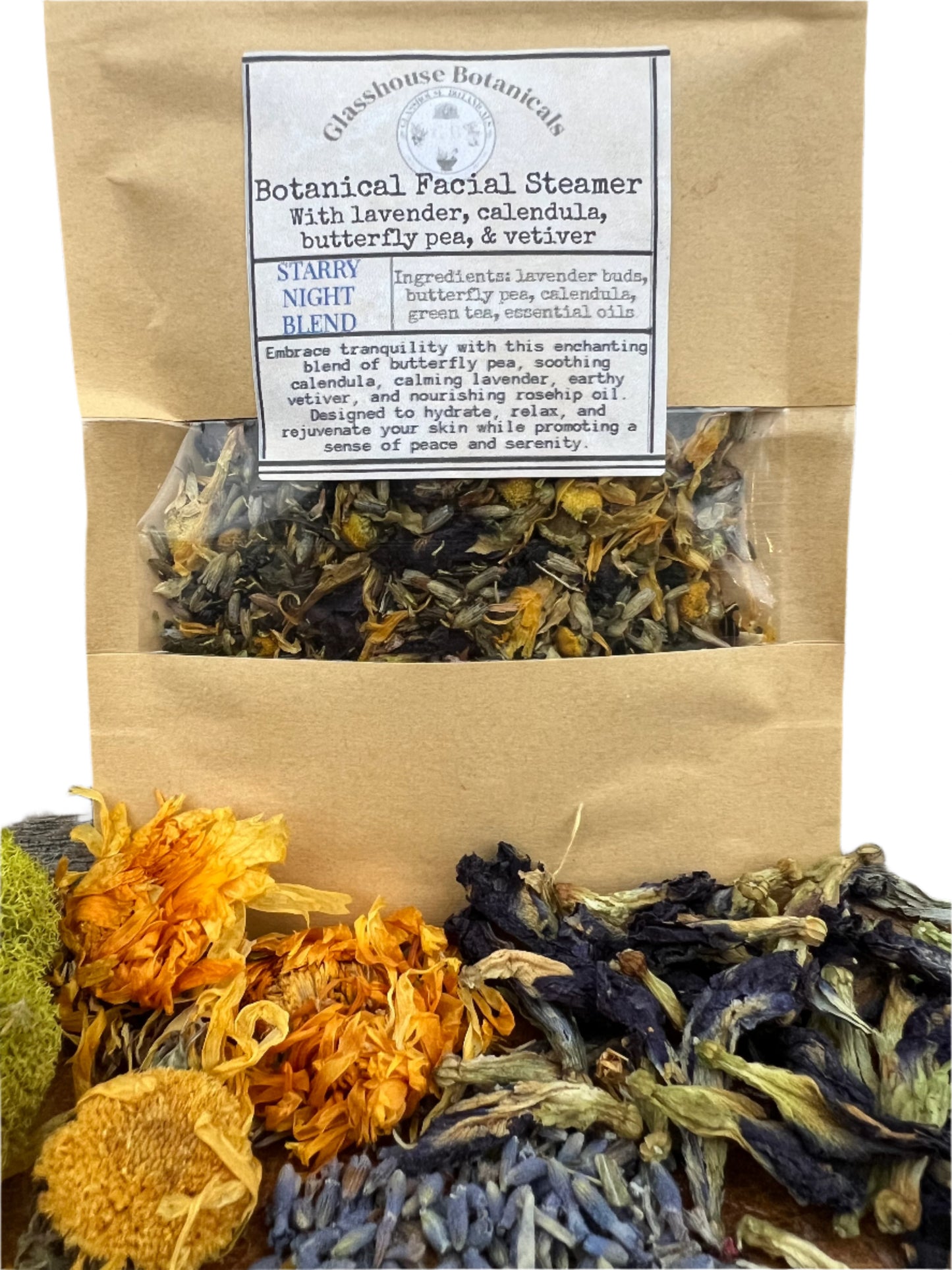 Botanical Facial Steamer - STARRY NIGHT BLEND, with butterfly pea, calendula, & lavender