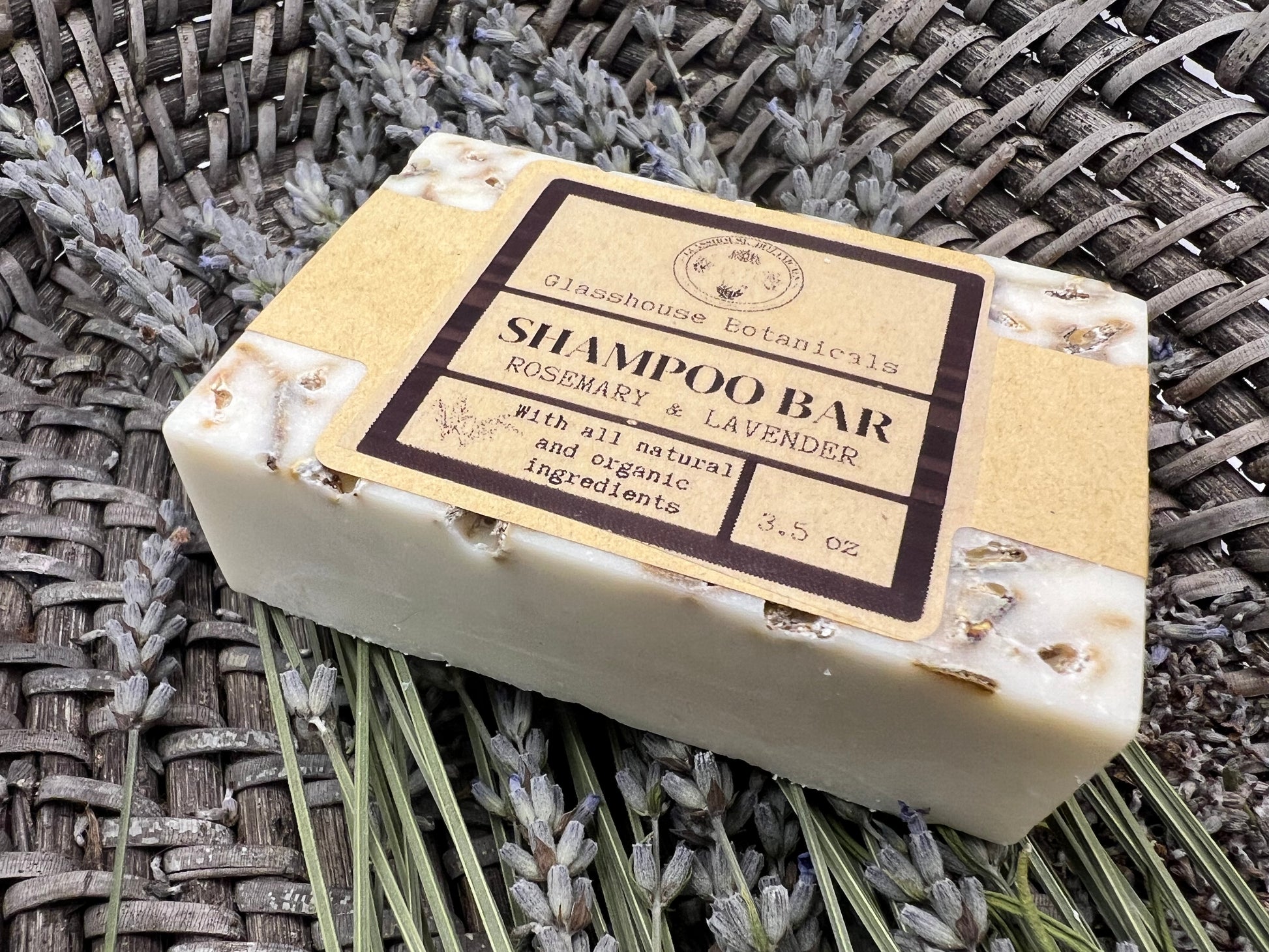 shampoo bar infused with lavender, rosemary, and nettle.