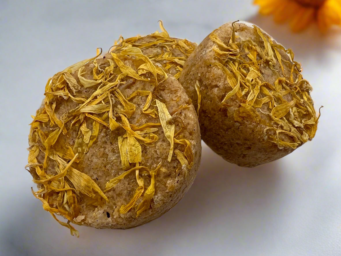 Exfoliating Salt Scrub Puck, calendula, coconut oil, & shea butter