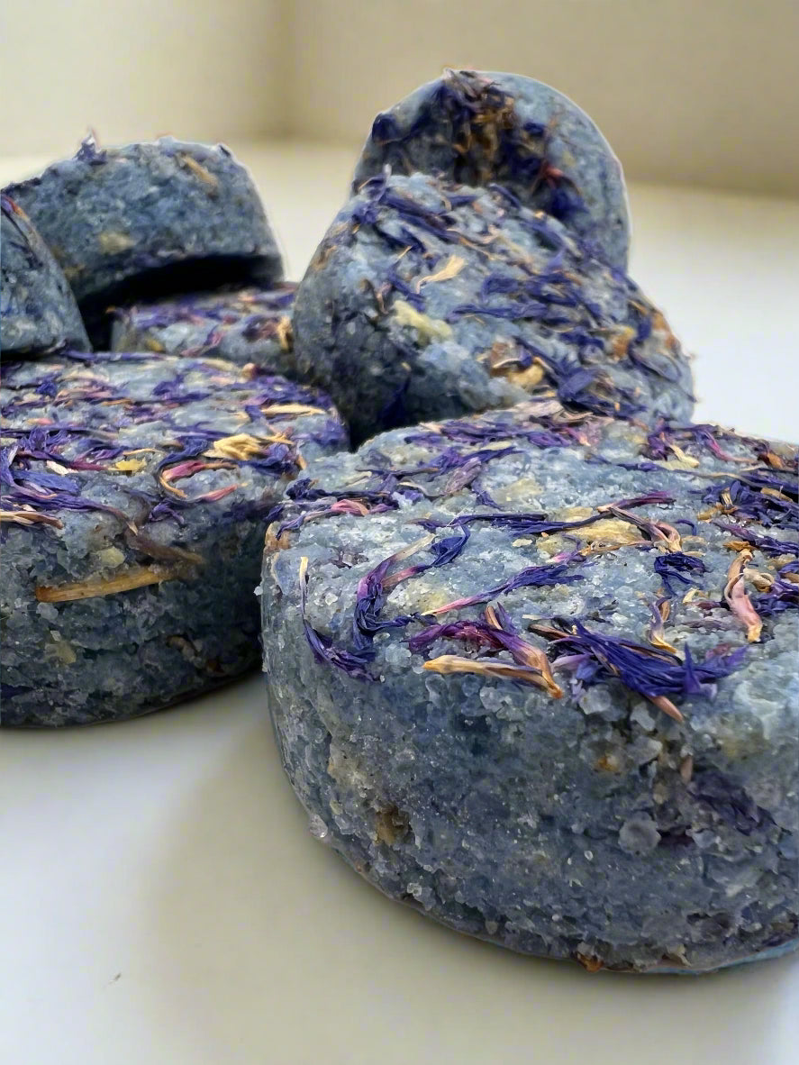 Exfoliating Salt Scrub Puck, jasmine, blue coneflower, coconut oil, & shea butter