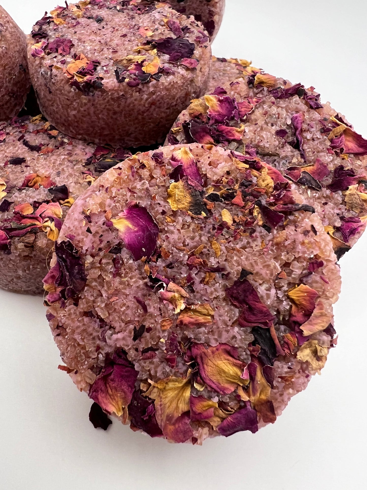 Exfoliating Sugar Scrub Puck, Rose, coconut oil, & shea butter